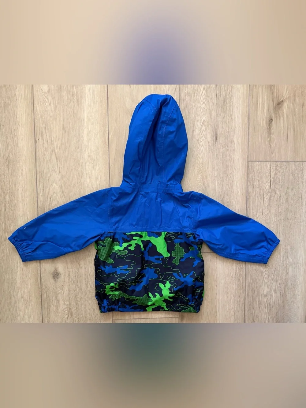 The North Face Royal Blue Hooded Jacket with Green Camo Panels